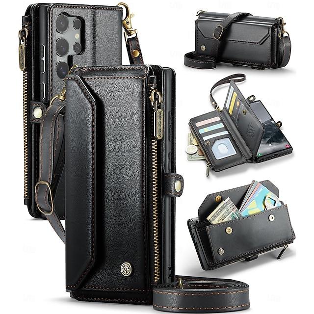  téléphone Coque Pour Samsung Galaxy S25 Ultra A55 A35 A25 A15 5G A72 A52 A32 A22 A12 S10 Plus Étui Portefeuille avec Lanière Avec Dragonne Support TPU faux cuir