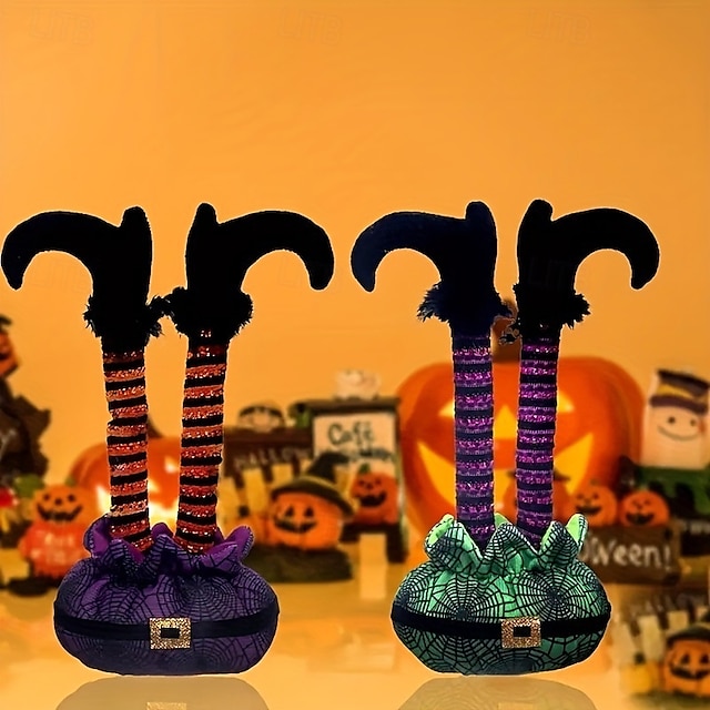  ハロウィーンの逆さまのエルフの脚の卓上装飾、折り曲げられる不気味なシーンの小道具、お化け屋敷のホラーディスプレイの装飾