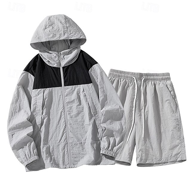  Hombre Tracksuit Conjunto deportivo 2 Piezas Deportivo Manga Larga Protección Solar Transpirable Secado rápido Ropa de deporte Ropa de Deporte Bloque de color Rosa Azul Morado