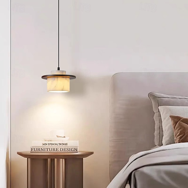  Natural Stone Wood Pendant Lamp, Nordic Wabi Sabi for Kitchen/Dining/Bedside