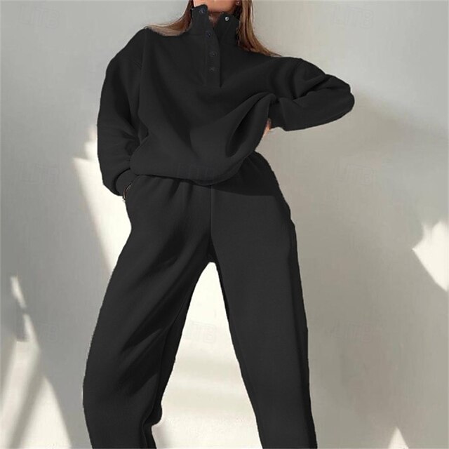  Mujer Tracksuit Sudadera Ropa Deportiva Otoño Manga Larga Mantiene abrigado Resistente al Viento Suave Gimnasio Rutina de ejercicio Deportes Ropa de deporte Ropa de Deporte Color sólido Negro con