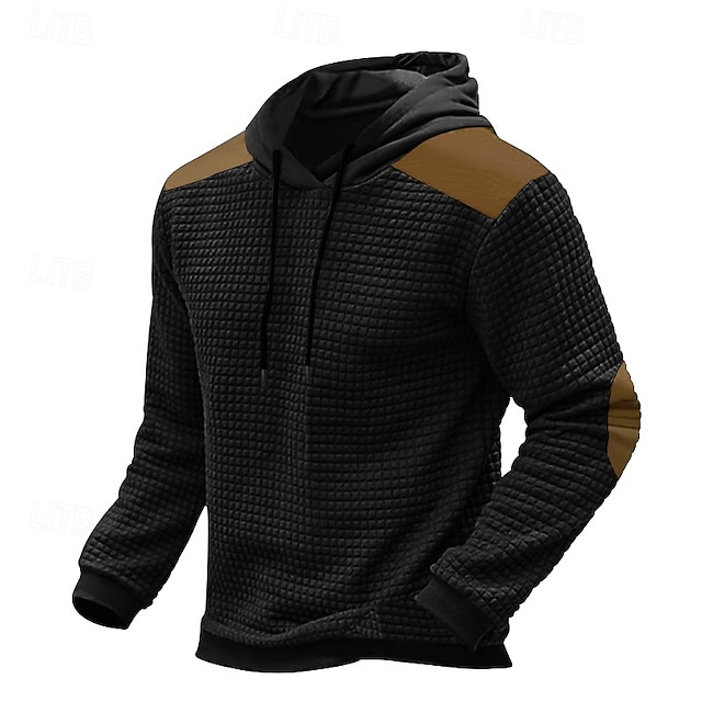  Homens Moletons Waffle Moletom com capuz Preto Verde Cáqui Cinzento Com Capuz Bloco de cor Patchwork Trabalho Desportos e Ar livre Casual Básico Casual Treino Outono Inverno Roupa Moletons Moletons