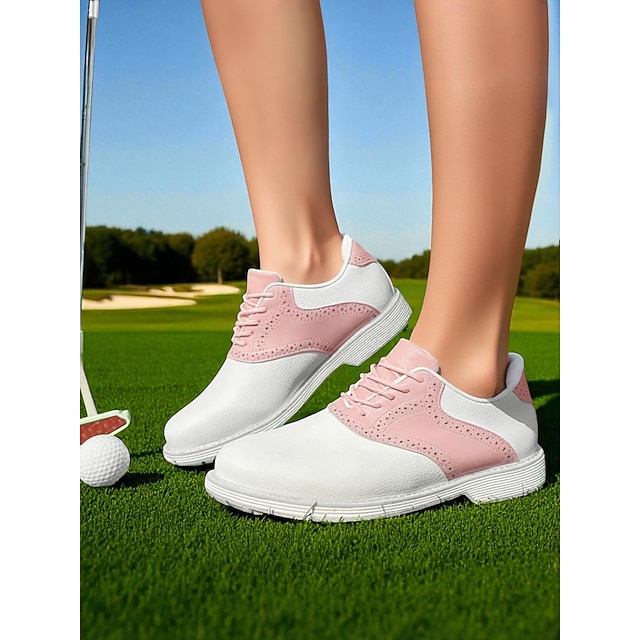  Dámské růžové golfové boty – klasické tenisky na šněrování pro outdoorové sporty, golfové turnaje a ležérní country club styl