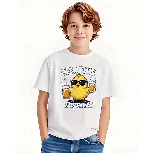  Pojkar 3D Grafisk Brud T-shirt Kortärmad Sommar Vår Mode Grundläggande Barn 4-12 år Rund hals Utomhus Ledigt Dagligen Normal