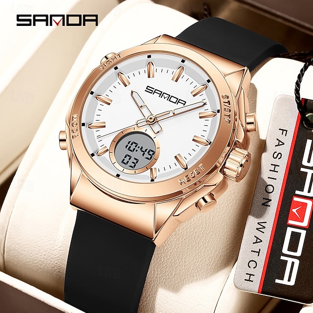  Reloj electrónico Sanda 9103, nuevo, resistente al agua, con pantalla LED dual, multifuncional, para mujer.