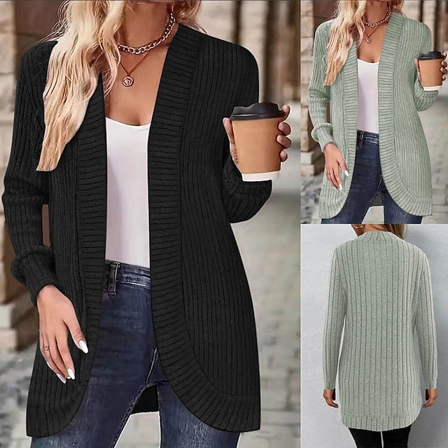  Femmes Veste Décontractée Respirant Confortable Patchwork Mode Occasionnel Uni Vacances Rue Occasionnel Tenue quotidienne Ouvert devant Régulier Sans Col Coupe régulière manche longue Vêtements