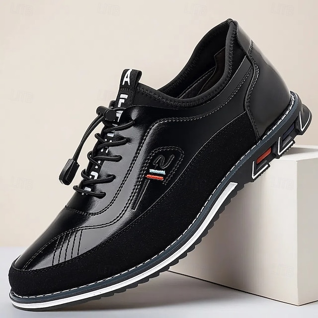  Baskets marron en similicuir et mesh pour homme – Chaussures confortables à lacets pour les trajets quotidiens, les sorties décontractées au bureau et le week-end