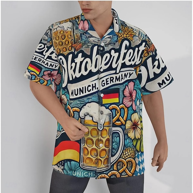  Oktoberfest Pivo Preclík Havajské košile Aloha košile Bavorský Mnichov němčina Grafika Pro Pánské Dospělé Karneval Pivo Oktoberfest 3D tisk Dovolená Párty