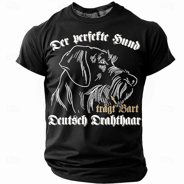  T-shirt pour homme Pointer à poil dur allemand - À manches courtes 'Le chien parfait porte une barbe' Tee graphique pour amoureux des chiens de chasse