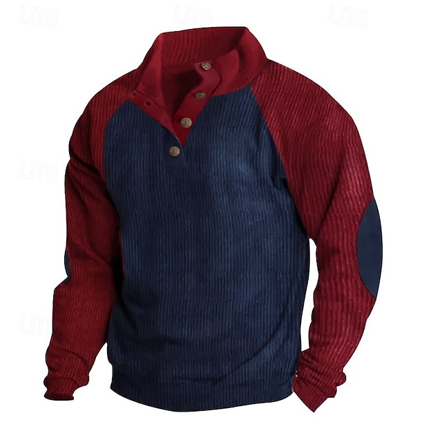  Homens Moletom com zíper Moletom Zip Moletom com capuz Adamascado Khaki claro. Preto Vinho Verde Tropa Colarinho Clerical Bloco de cor Zip Up Bloco de cor Desportos e Ar livre Casual Diário Roupa de