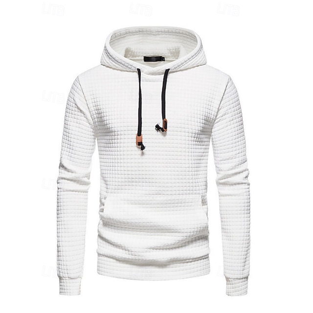  Men's Hoodie Black White Light Grey Dark Gray Hooded Plain Pocket Textured Sports & Outdoor Daily Holiday Polyester Streetwear Basic Casual Spring Autumn / Fall Clothing Apparel Hoodies Sweatshirts 