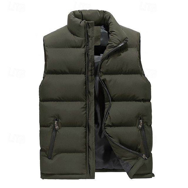  Herren Wanderweste Pufferweste Ärmellos Weste Außen Thermowarm Leicht Atmungsaktiv Winter Reißverschluss Polyester Schwarz Rot Blau Jagd Angeln Klettern