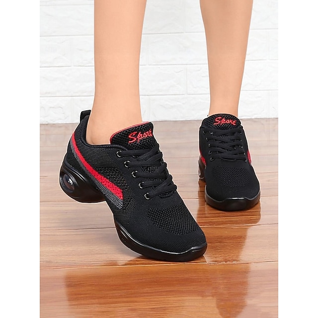  scarpe da ballo da donna con lacci in rete nera - scarpe jazz traspiranti e leggere con suola con cuscino d'aria per pratica e performance professionali