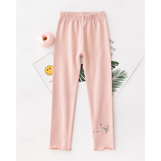  Kinder Mädchen Leggings Einfarbig Streetwear Outdoor 4-12 Jahre Herbst Schwarz Weiß Rosa