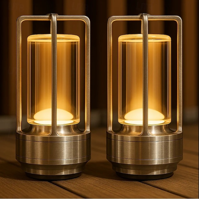  Crystal Lantern Light, Czgor Battery Operated Rechargeable Cordless Crystal Table Lantern Lamp with 3-Color, Portable Small LED Desk Lamp for Indoor/Outdoor Patio Camping Bedroom Bar Restaurant