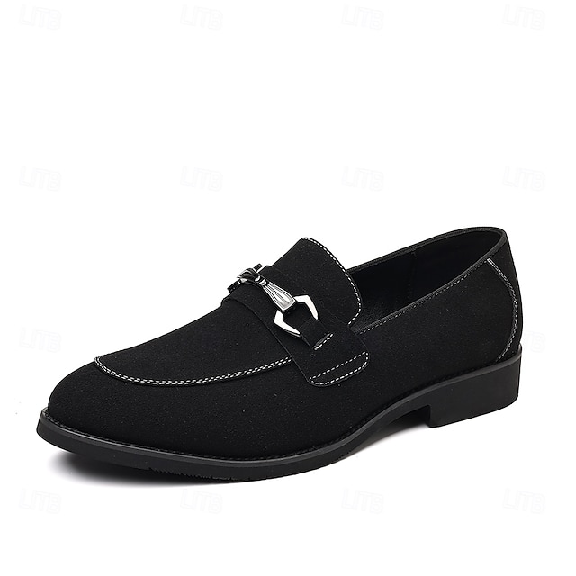  olivgröna herrloafers – snygga slip-on-skor i konstmocka med metallspänne för affärsmässiga och avslappnade looks, både middagsdejter och kontorskläder