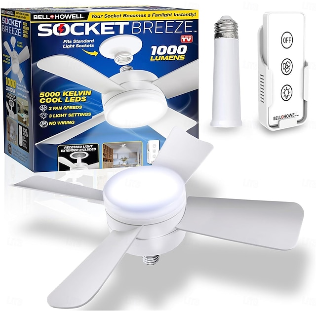  Sockelbris moderna takfläktar med LED-lampor 15 LED e26/e27 skruvsockel mini-sockelfläkt med sladd för sovrum vardagsrum kök balkong
