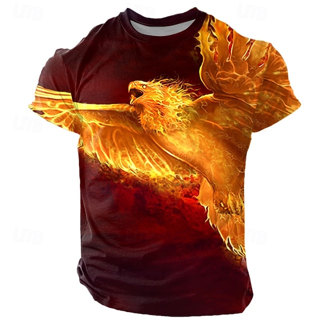  Hombre Fénix Camiseta Manga Corta Camiseta Impresión 3D Cuello Barco Camisa Exagerado Design Fiesta Calle Casual Negro Amarillo Rojo Verano Primavera Todas las Temporadas Ropa S M L XL XXL XXXL 4XL