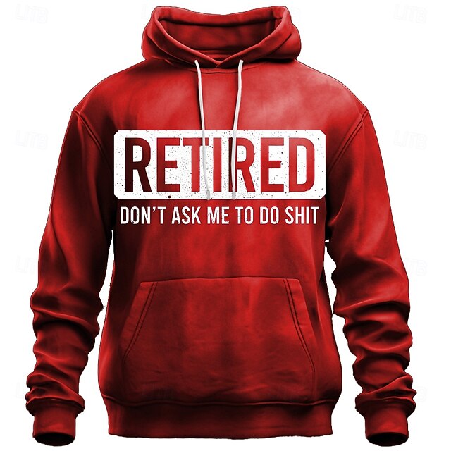  Homens Gíria engraçada Moletons Moletom Moda Casual Manga Longa Gola Redonda Feriado Streetwear Preto Vermelho Com Cordão 3D Outono Inverno Designer