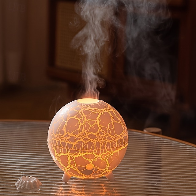  En USB-driven färgglad planet sprickdesign flamma luftfuktare kall dimma förfilter plastmaterial förångande 36v multifunktionell rum romantisk och lugnande atmosfär kreativ present
