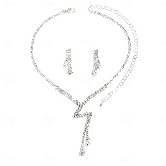 Bridal Jewelry Sets Two-piece Suit Zircon 1 Necklace Earrings Women's Elegant Classic Sweet Lovely Long Love Precious Jewelry Set For Wedding Gift Daily4