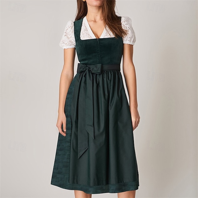  Bere Oktoberfest Oktoberfest Rochii Dirndl Trachtenkleader Servitoare bavareză Germană Pajiști Pentru femei Carnaval Petrecere Festivalul de Bere Pânză în stil tradițional Rochie Șorț Fără bluză
