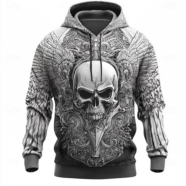  Hombre Cráneos Sudaderas Sudadera Abrigos Sudadera con capucha Cuello Barco Fresco Impresión 3D Discoteca Ropa de calle Negro Blanco Correa Gráfico Otoño Invierno Diseñador