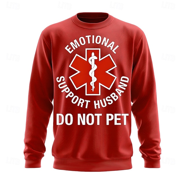  Men's Funny Slang Sweatshirt Fashion Daily Long Sleeve Crew Neck Black Red Crewneck 3D All Seasons Designer
