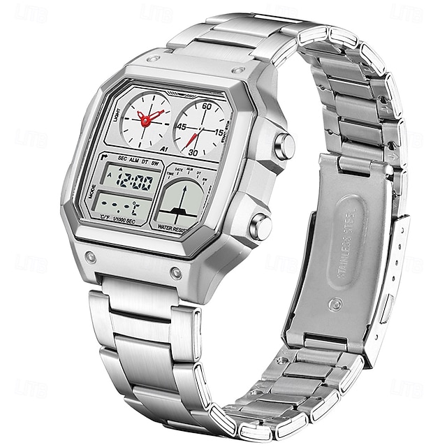  SANDA Herr Digital klocka Utomhus Mode Vardaglig klocka Armbandsur Självlysande Stoppur Alarmklocka Tre tidszoner Stål Kiselgel Klocka