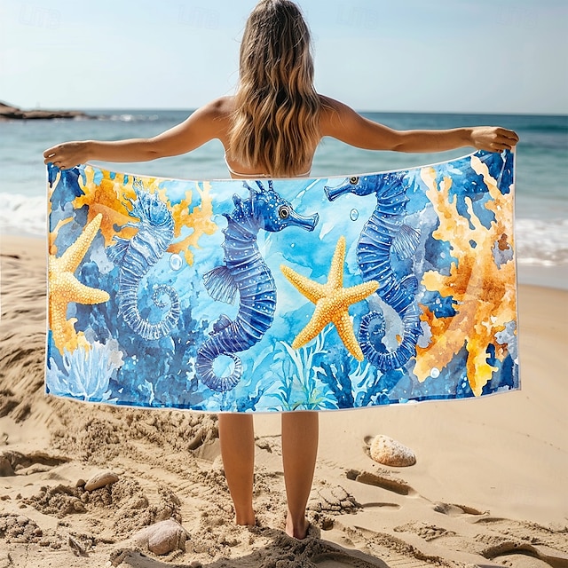  Zachte en absorberende strandhanddoek - lichtgewicht, snel drogend, zandvrij ontwerp voor strand, zwembad en reizen
