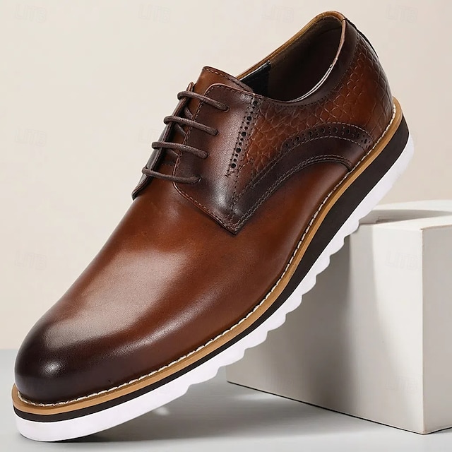  Herren-Derbyschuhe aus hochwertigem Rindsleder in Braun mit Glattleder-Finish – elegantes Schuhwerk fürs Büro, Geschäftstreffen und formelle Anlässe