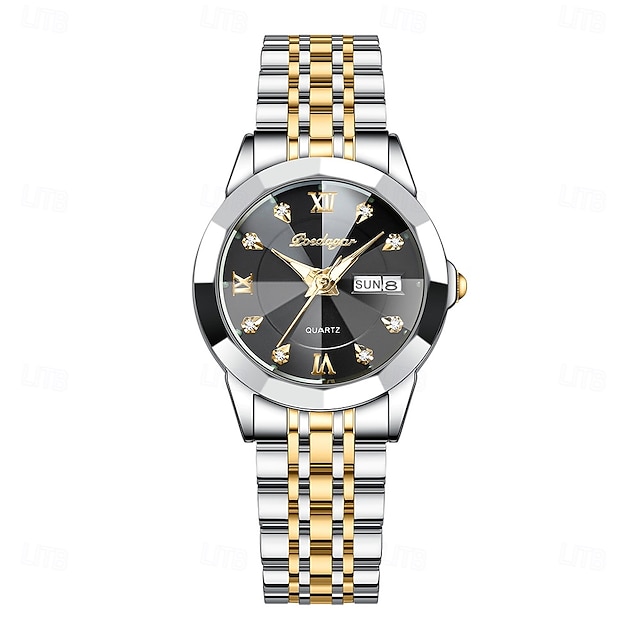  Ladies' water-resistant luminous double calendar wristwatch
