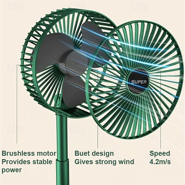 Portable Foldable Rechargeable Oscillating Fan Battery Operated USB C ...