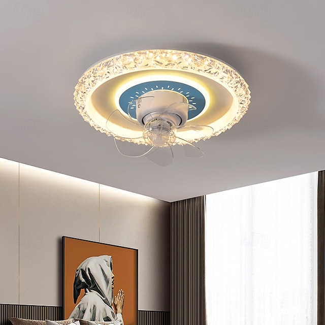  plafondventilator met verlichting ronde ventilatorlamp met afstandsbediening led hanglamp ventilator voor woonkamer eetkamer plafondlamp