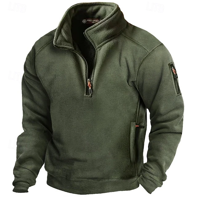 Men's Sweatshirt Quarter Zip Sweatshirt Army Green Half Zip Plain Zip Up Sports & Outdoor Daily Holiday Polyester Streetwear Basic Casual Spring Fall Clothing Apparel Hoodies Sweatshirts  Long Sleeve4
