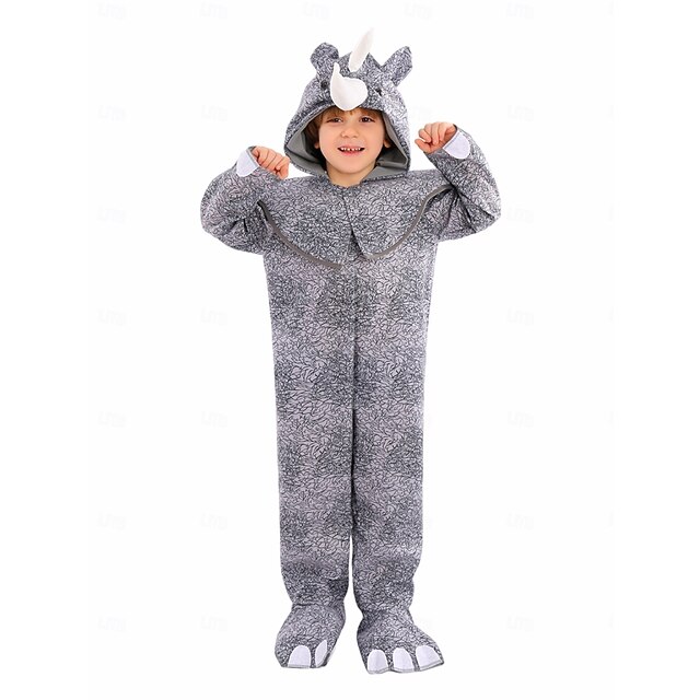 Rhino Halloween Kigurumi Pajamas Onesies Fairy Tail Animal Cosplay Kid's Boys' Girls' Halloween Carnival World Book Day Performance Educational Dress Up School Event Dress Up Easy Halloween Costumes3