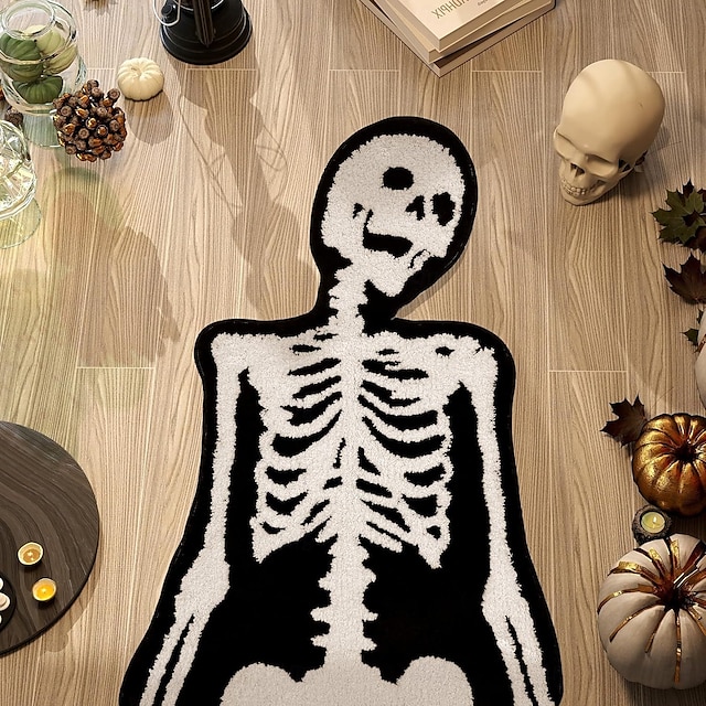  zerbino di benvenuto con teschio di Halloween, zerbino antiscivolo, tappeto resistente e lavabile per interni/esterni, per veranda, ingresso e arredamento per la casa