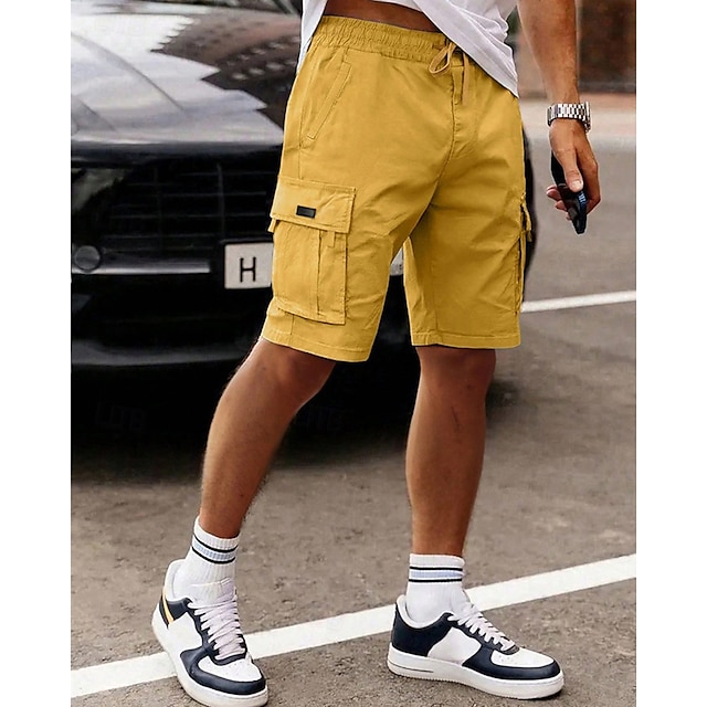  Per uomo Pantaloncini cargo Shorts Pantaloncini Estivi Coulisse Elastico in vita Multi-tasche Semplice Comodità Indossabile Lunghezza al ginocchio All'aperto Sport Quotidiano Moda Casual Nero Cachi
