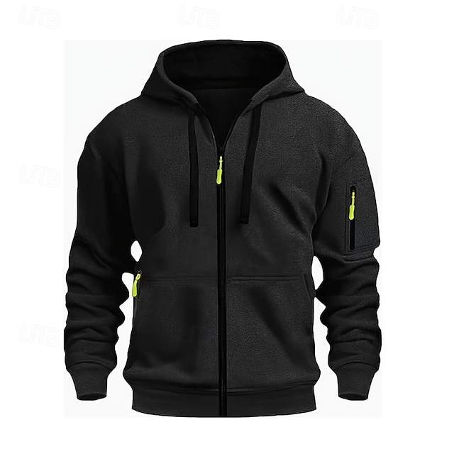  Bărbați Hanorac cu Glugă Negru Alb Roșu Vin Verde Militar Roșu-aprins Capișon Simplu Fermoar Bloc de Culoare Sporturi & Exterior Casual Zilnic Poliester Misto Casual Atletic Primăvara & toamnă