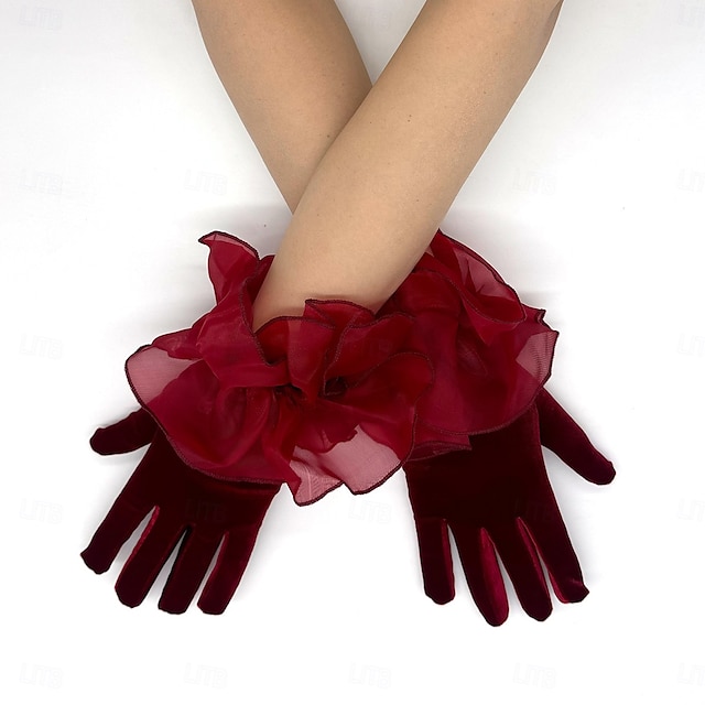  Fluweel Polslengte Handschoen leuke Style Met Geplooid Bruiloft / feesthandschoen