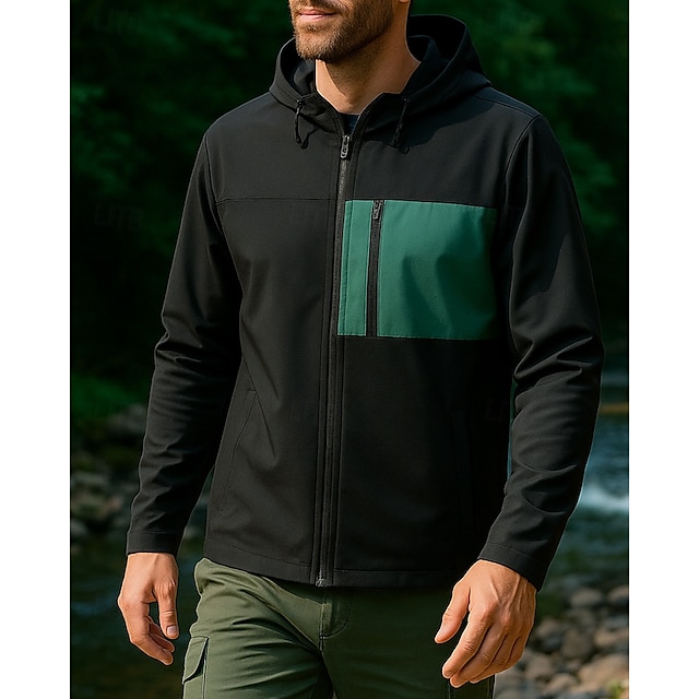  Voor heren Wandeljack Regenjas Sportjas Buiten waterdicht Winddicht Sneldrogend Lichtgewicht Wandeloutfits Wandelkleding Lente Herfst Jack Tennis Golf Hardlopen Lapwerk Zwart Licht Grijs Groen