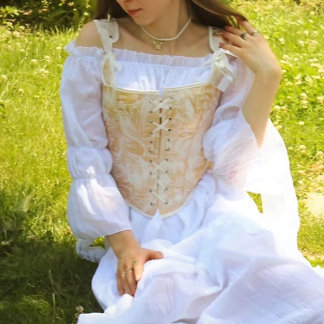  Retro Středověké Renesanční Korzet Kamizelka Prsatější 13 Kosti Květinový Žakár Maškarní kostým Dámské Keltské Fantazie Královský předvečer Všech svatých Karneval Párty Běžné / Denní LARP Dospělé