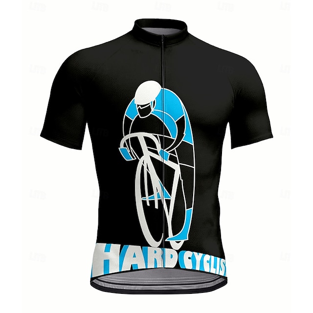  Hombre Maillot de Ciclismo Manga Corta Bicicleta Maillot Camiseta con 3 bolsillos traseros Resistente a los rayos UV Secado rápido Cremallera delantera Bandas Reflectantes Negro Deportes Ropa