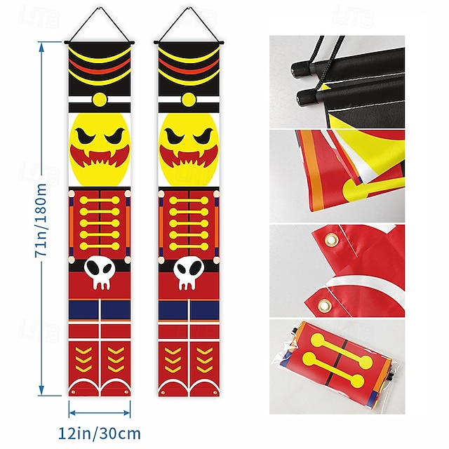  steag de Halloween cu fani, steag de exterior pentru gard de curte de Halloween agățat, banner de dovleac înfricoșător, decor de masă, decor de cameră de toamnă, decor estetic de Halloween pentru petrecere de ziua de naștere, steag de exterior pentru exte