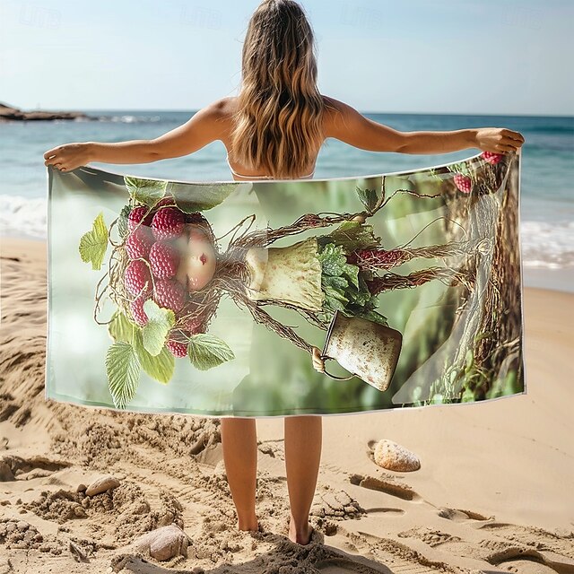  מגבת חוף רכה וסופגת - קלת משקל, מתייבשת במהירות, עיצוב ללא חול לחוף, לבריכה ולנסיעות