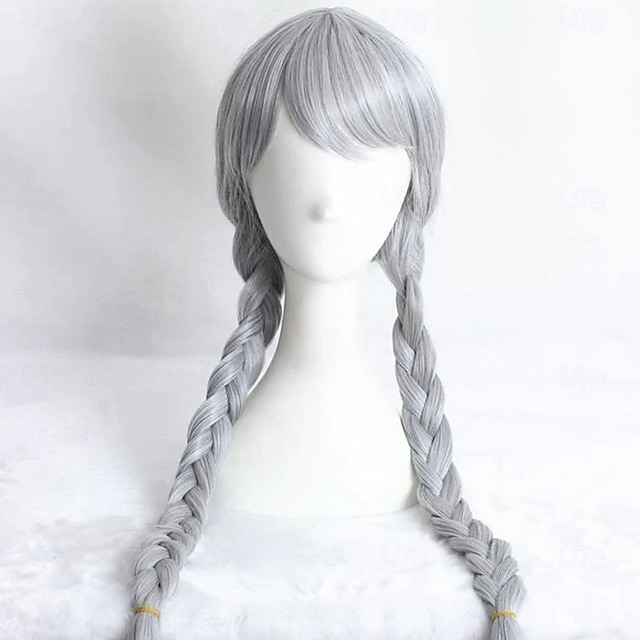  Perruque Synthétique Judy Zootopie Lisse Avec frange Fabriqué à la Machine Perruque Long Gris argenté Cheveux synthétiques Femmes Cosplay Mode Facile à transporter Gris