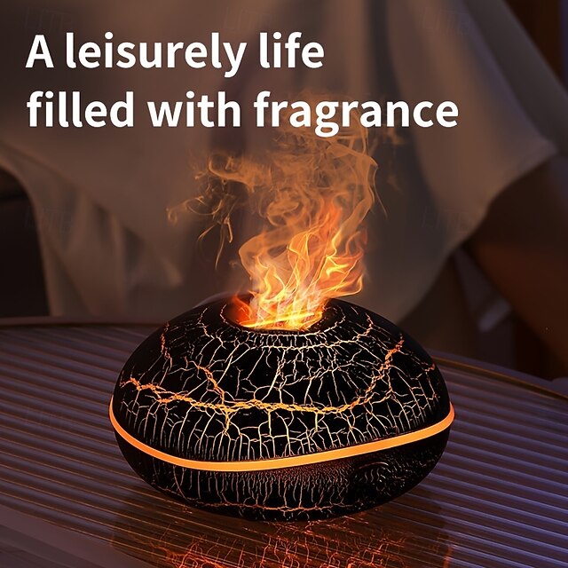  Umidificatore per aromaterapia alimentato tramite USB con 7 luci colorate - diffusore di oli essenziali con effetto fiamma, design senza filtro per un'atmosfera rilassante in camera da letto