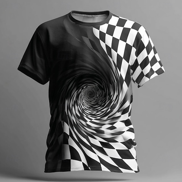  Herren Visuelle Täuschung T Shirt Kurzarm T-Shirt 3D-Druck Rundhalsausschnitt Hemd Übertrieben Designer Party Straße Lässig Weiß Gelb Blau Sommer Frühling Ganzjahres Bekleidung S M L XL XXL XXXL