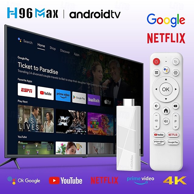  Novo dongle mini tv stick h96 max rk3518 2025, caixa de tv inteligente android 14, 2gb, 16gb, 8gb, wifi6 bt, 4k hd, reprodutor de mídia com voz do Google, controle remoto por giroscópio, decodificador
