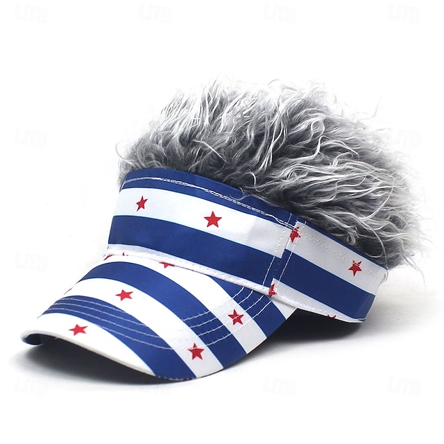  Homens Chapéu de viseira com perucas espetadas Viseira de cabelo falso Peruca Homens Chapéu de Sol Boné de beisebol chapéu de peruca Café Cinzento Combinação Poliéster / Algodão Imprimir Moda Casual